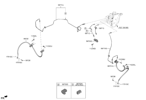 1992 Hyundai Elantra  HOSE-BRAKE FRONT,LH Diagram for 58731CV000