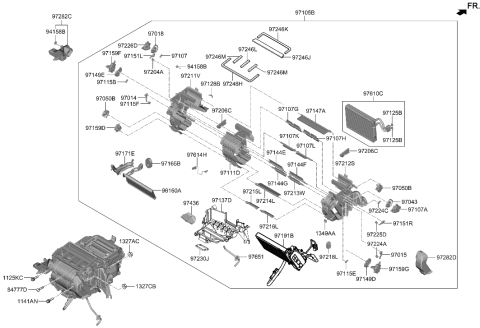 1992 Hyundai Elantra  EVAPORATOR ASSY Diagram for 97139CU000