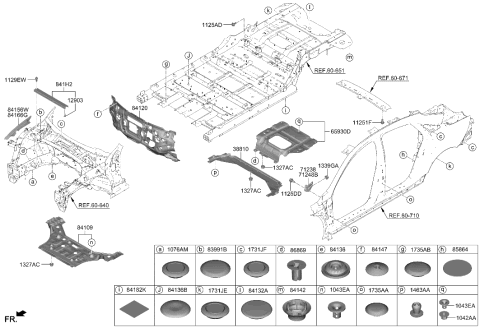 1992 Hyundai Elantra INSULATOR-RR FLOOR Diagram for 84129KL000