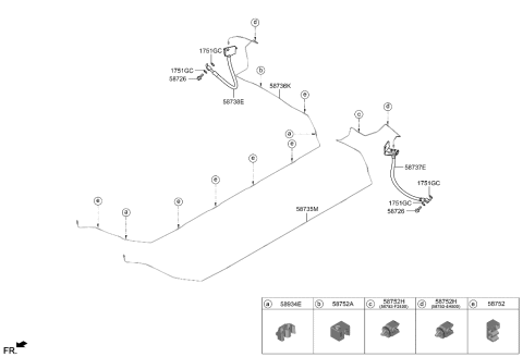 1992 Hyundai Elantra  HOSE-REAR WHEEL LH Diagram for 58737GI000