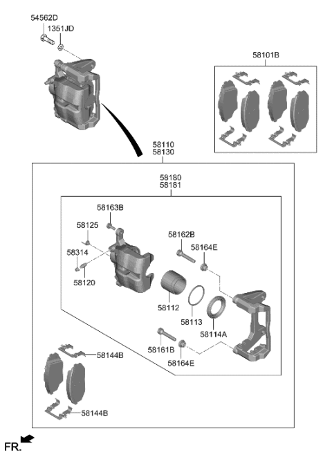 1992 Hyundai Elantra  SPRING-PAD Diagram for 58144GI000
