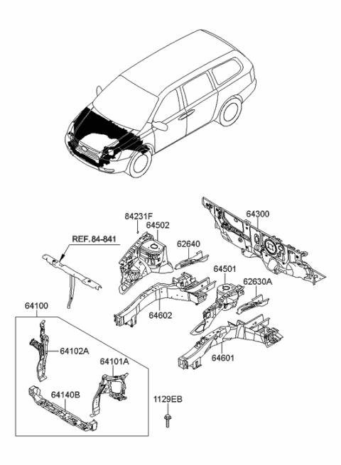 2014 Hyundai Tucson Panel Assembly-Fender Apron, LH Diagram for 645014J010
