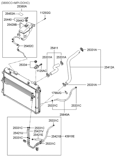 2015 Hyundai Tucson  Hose-Radiator, Upper Diagram for 254114D900