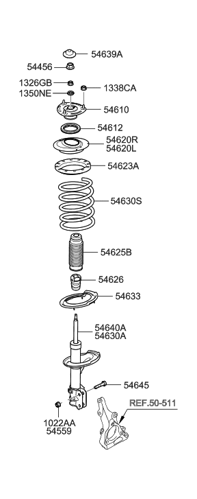 2014 Hyundai Tucson Front Left-Hand Shock Absorber Assembly Diagram for 546514D101