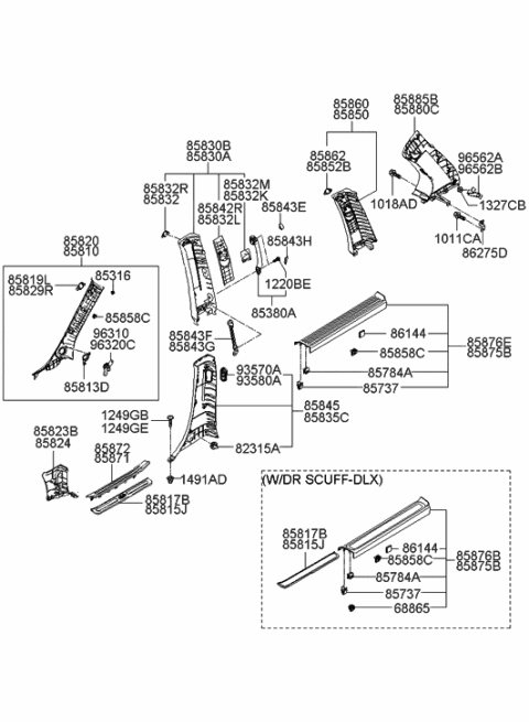 2014 Hyundai Tucson  Cover-Srs Logo, RH Diagram for 858484D100QW