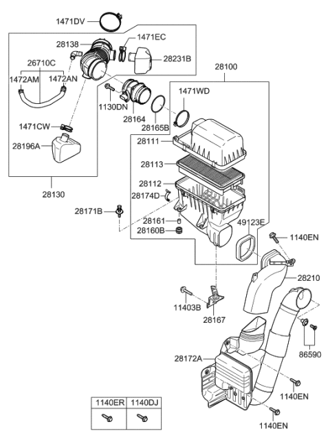 2014 Hyundai Tucson  Clamp-Hose Diagram for 1471145006B