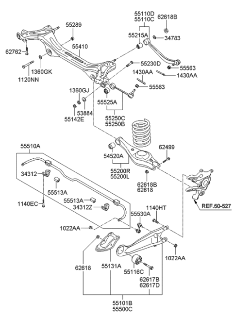 2015 Hyundai Tucson  Arm Complete-Rear Lower, LH Diagram for 552104D170