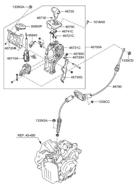2014 Hyundai Tucson Bracket Assembly Diagram for 467304D200