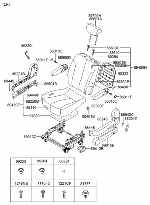 2014 Hyundai Tucson  Frame Assembly-Rear Seat Back, LH Diagram for 893074D110CS