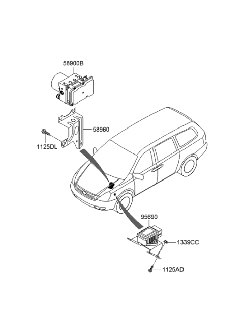 2012 Hyundai Tucson Bracket-Hydraulic Module Diagram for 589604D100