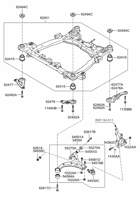2014 Hyundai Tucson  Arm Complete-Front Lower, LH Diagram for 545004D102