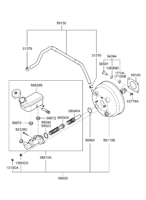 2015 Hyundai Tucson  Booster Assembly-Brake Diagram for 591104D501