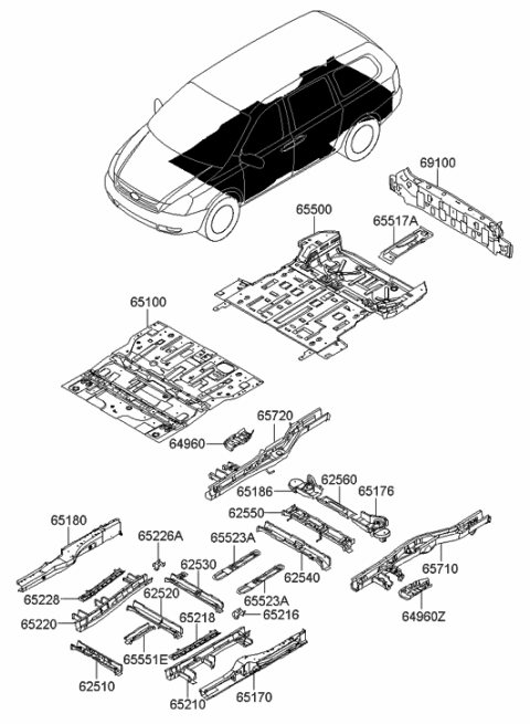 2012 Hyundai Tucson  Bracket Assembly-Rear Towing Hook Diagram for 655734D500