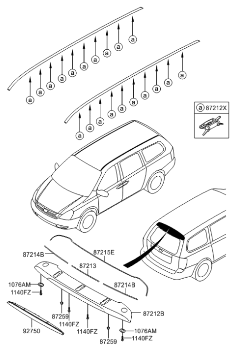 2014 Hyundai Tucson Pad 3-Rear Spoiler Mounting Diagram for 872154J000