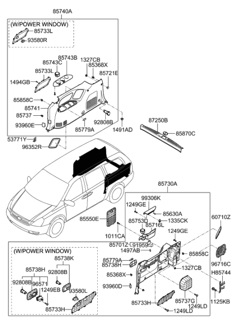 2012 Hyundai Tucson  Hanger Assembly-Luggage Net Diagram for 8574729400