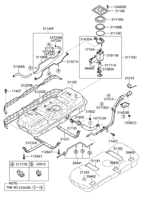 2014 Hyundai Tucson Pad Diagram for 0K9A042761