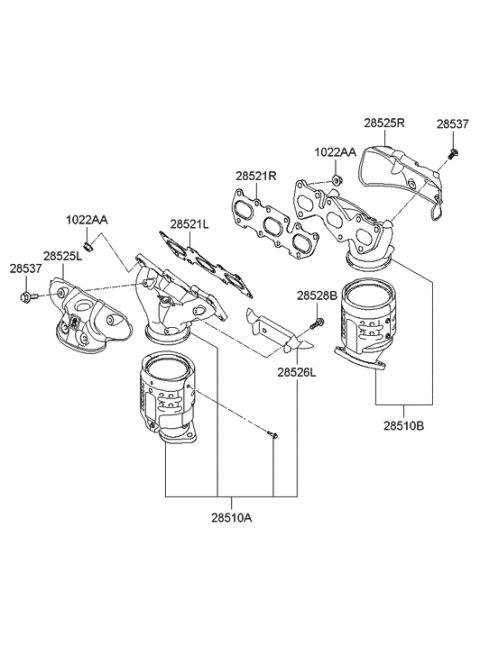 2014 Hyundai Tucson Exhaust Manifold Catalytic Assembly, Left Diagram for 285103C370