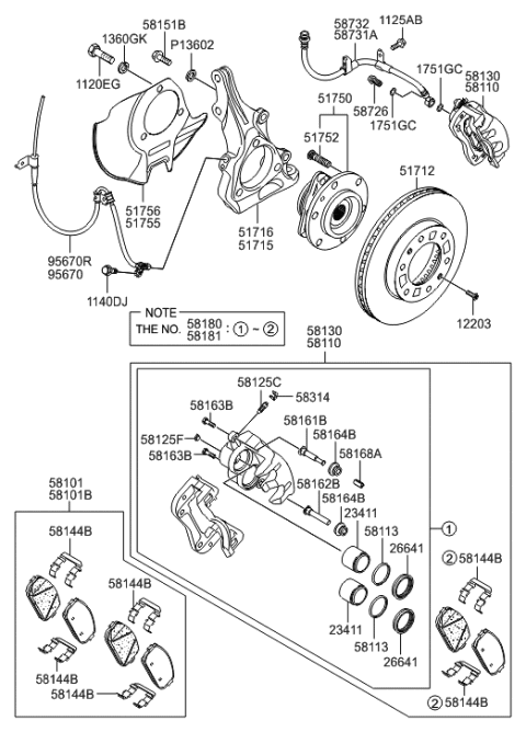 2014 Hyundai Tucson  Sensor Assembly-Abs Front Wheel , R Diagram for 956704D100