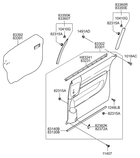 2014 Hyundai Tucson Panel Assembly-Rear Door Window Trim, RH Diagram for 833604D010CS