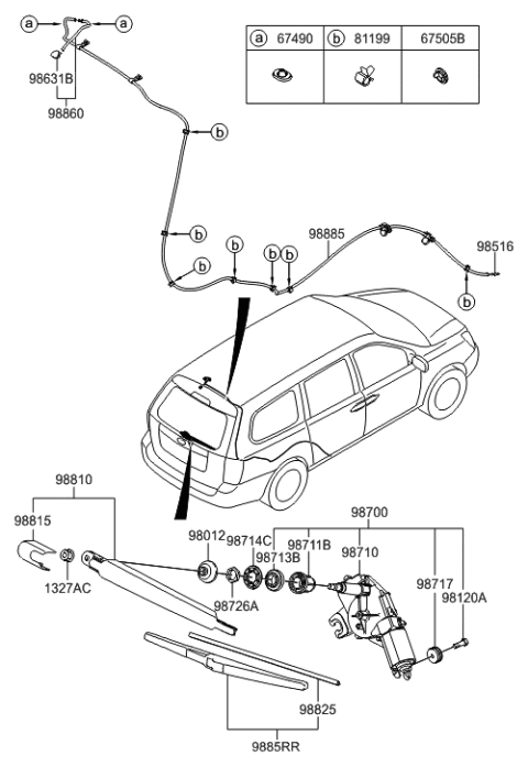2014 Hyundai Tucson Cap-Rear Wiper Arm Diagram for 988124D000