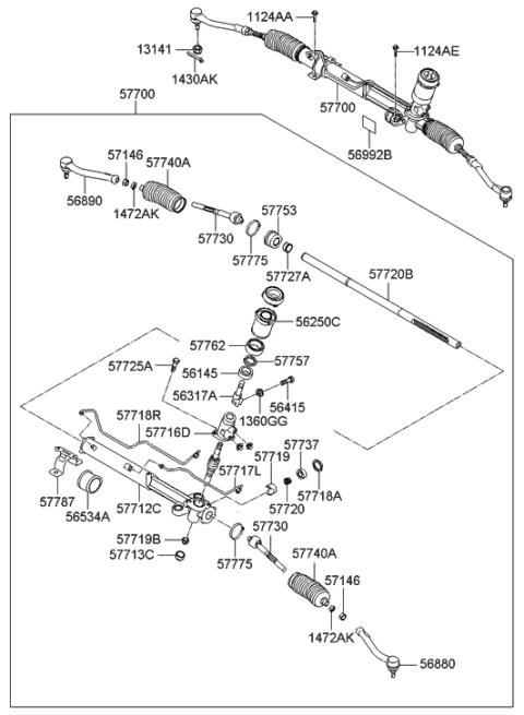 2012 Hyundai Tucson  End Assembly-Tie Rod, RH Diagram for 568204D101