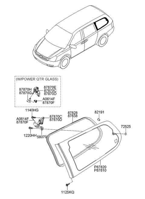 2012 Hyundai Tucson  Weatherstrip-Rear Window Opening, RH Diagram for 878484D000CS