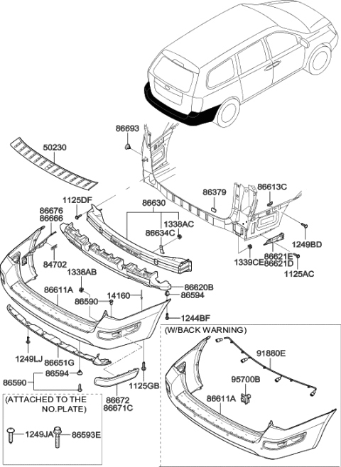 2014 Hyundai Tucson  Bracket-Rear Bumper, Lower Diagram for 866344D000