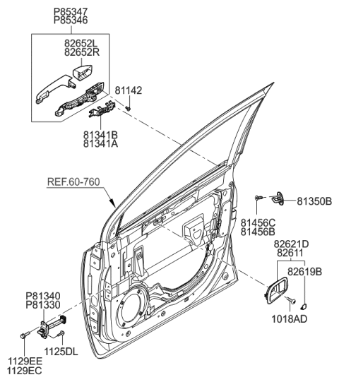 2015 Hyundai Tucson  Cover-Front Door Outside Handle RH Diagram for 826624D000