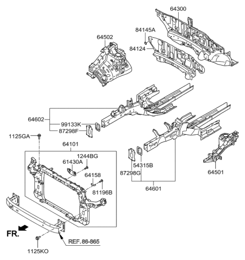 2021 Hyundai Santa Fe Bracket Assembly-Front, RH Diagram for 647452S000