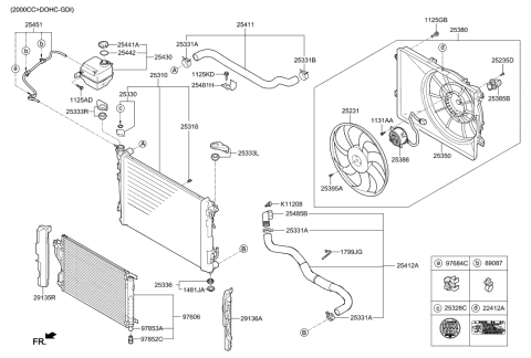 2021 Hyundai Santa Fe Radiator Assembly Diagram for 253102S500