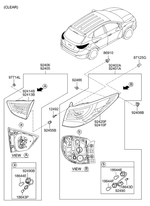 2021 Hyundai Santa Fe  Lamp Assembly-Rear Combination, RH Diagram for 924022S050