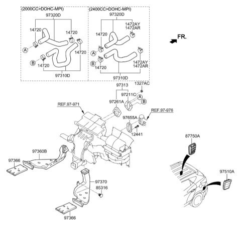 2021 Hyundai Santa Fe  Hose Assembly-Water Outlet Diagram for 973122S050