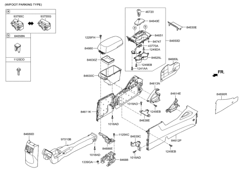 2021 Hyundai Santa Fe  Duct Assembly-Rear Air Ventilator, No.1 Diagram for 970102S000