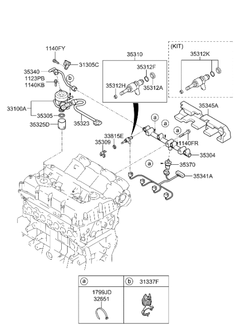 2021 Hyundai Santa Fe Wire Harness-Gdi Injector Diagram for 353412E500