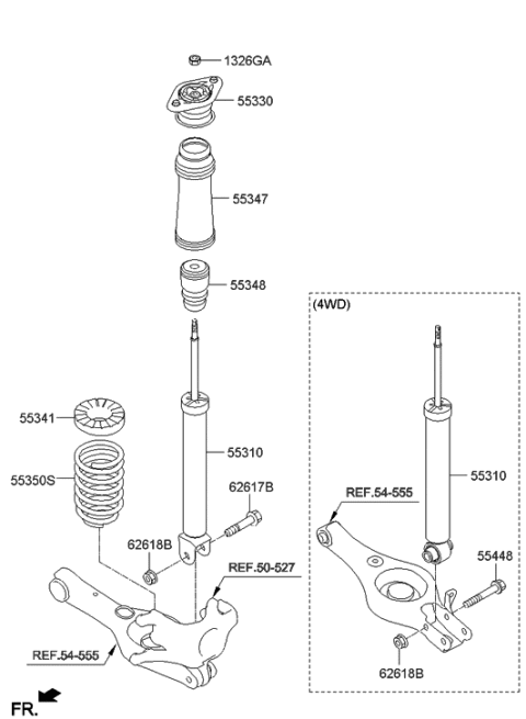 2021 Hyundai Santa Fe  Rear Shock Absorber Assembly Diagram for 553112S860