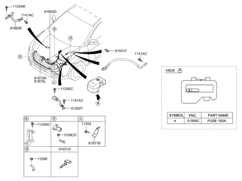 2021 Hyundai Santa Fe  Wiring Assembly-Battery Diagram for 918502S520