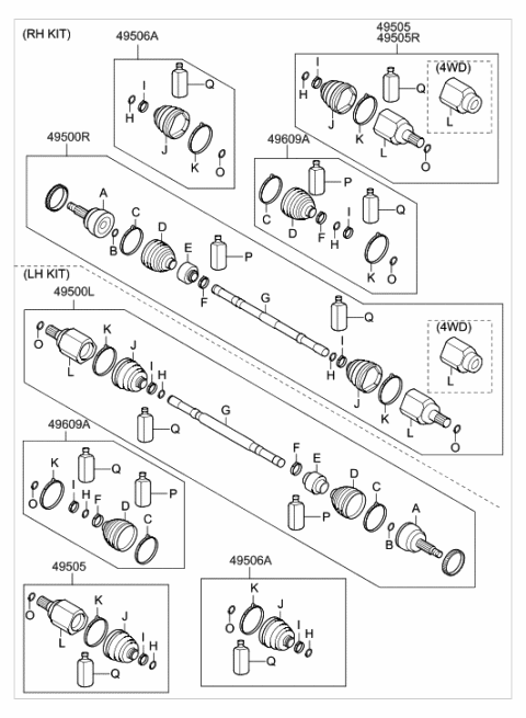 2021 Hyundai Santa Fe  Joint Kit-Front Axle Differential Side RH Diagram for 495922S260