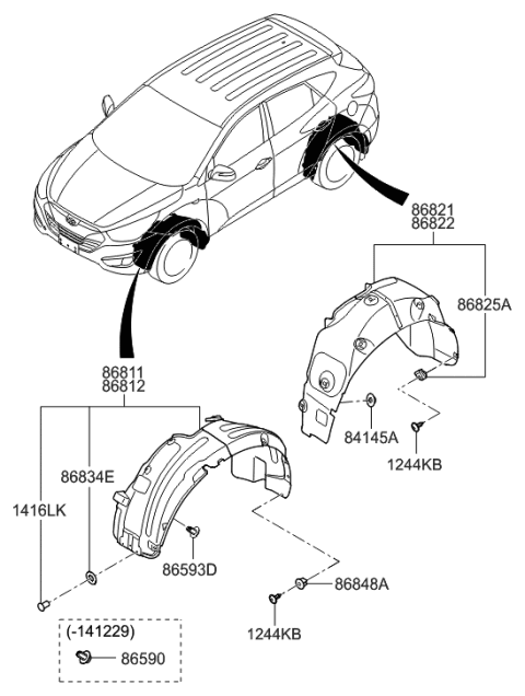 2021 Hyundai Santa Fe Guard-Rear Wheel, LH Diagram for 868212S500