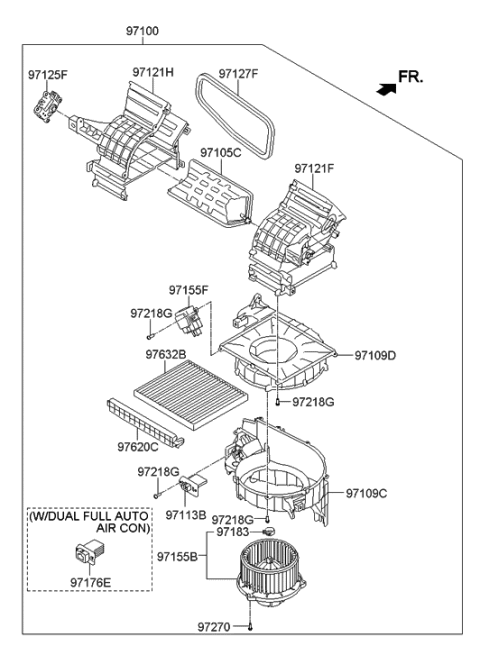 2021 Hyundai Santa Fe  Motor Assembly-Blower Diagram for 971111R000