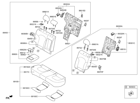 2021 Hyundai Santa Fe Bezel-Rear Seat Latch Diagram for 893212S0019P
