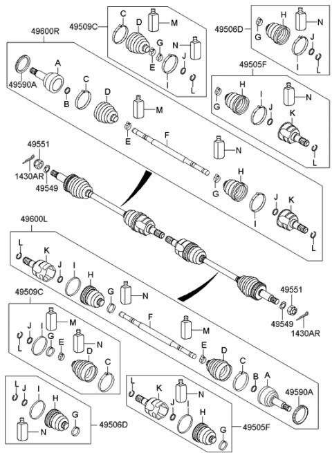 2021 Hyundai Santa Fe  Shaft Assembly-Drive Rear, LH Diagram for 496002S010