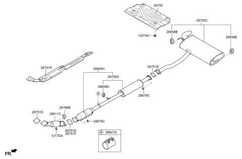 2021 Hyundai Santa Fe Protector-Heat Front, RH Diagram for 287922S200