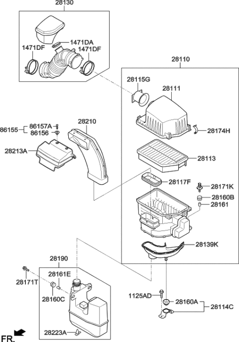 2021 Hyundai Santa Fe Insulator-Air Cleaner Body Diagram for 281602G000
