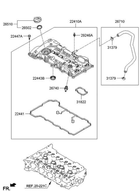 2021 Hyundai Santa Fe  Cover Assembly-Rocker Diagram for 224102G710