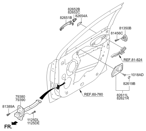 2021 Hyundai Santa Fe Cover-Front Door Outside Handle, Passenger Diagram for 826622S000CA