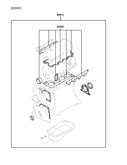 2022 Hyundai Palisade Gasket Kit-Engine Overhaul Diagram for 2091022AA0