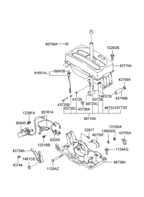 2010 Hyundai Genesis Coupe  Lever-Gear Shift Diagram for 4674225700