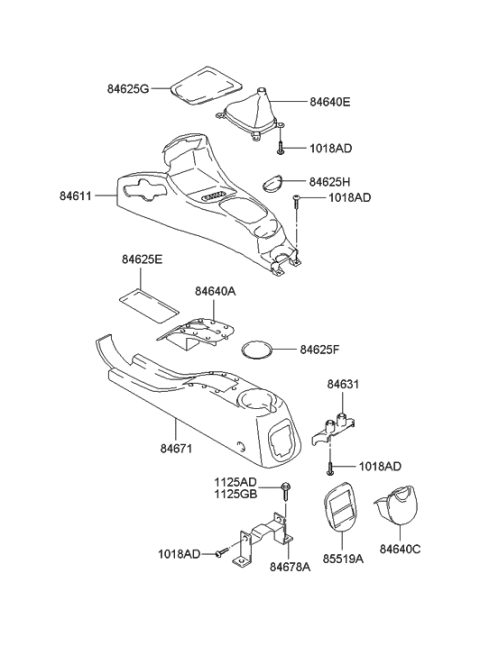 2022 Hyundai Palisade Cover-Blanking Ashtray Diagram for 8462425000LT
