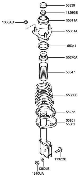2009 Hyundai Genesis Coupe  Rear Right-Hand Shock Absorber Assembly Diagram for 5536025550