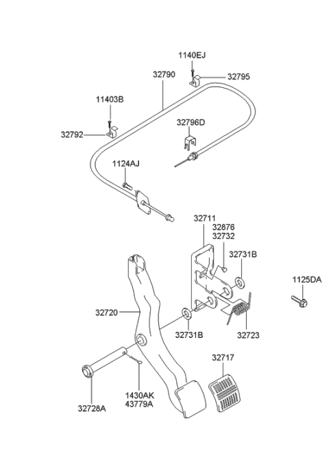 2009 Hyundai Genesis Coupe  Clamp-Accelerator Cable Diagram for 3279222000